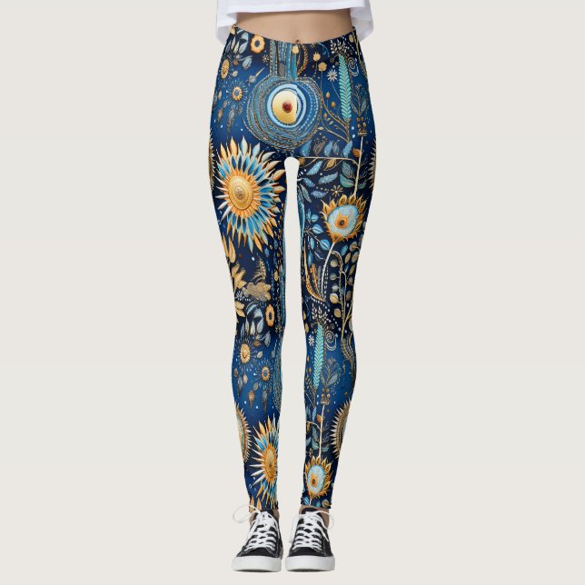 Chinoiserie Exotic Birds Botanical Pattern (4) Leggings (Front)