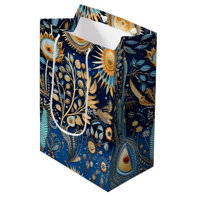 Chinoiserie Exotic Birds Botanical Pattern (4) Medium Gift Bag (Front Angled)