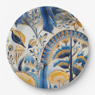 Chinoiserie Exotic Birds Botanical Pattern (4) Paper Plate