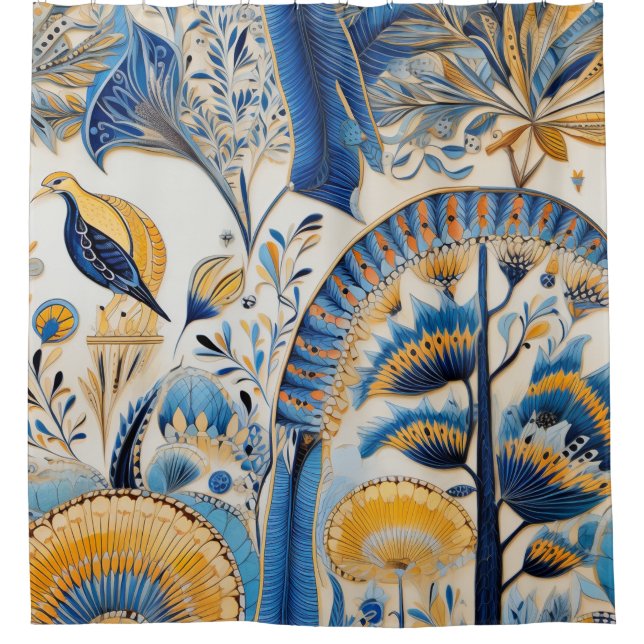 Chinoiserie Exotic Birds Botanical Pattern (4) Shower Curtain (Front)
