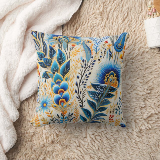 Chinoiserie Exotic Birds Botanical Pattern (5) Cushion (Blanket)