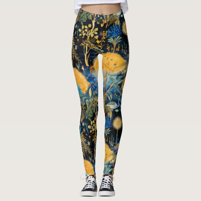 Chinoiserie Exotic Birds Botanical Pattern (5) Leggings (Front)