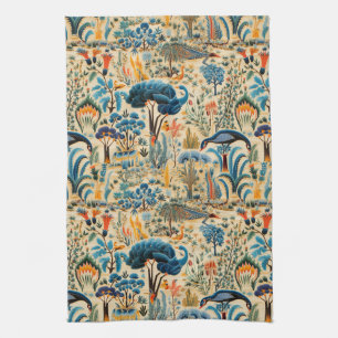 Chinoiserie Exotic Birds Botanical Pattern (6) Tea Towel