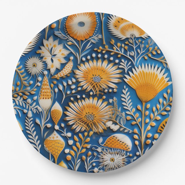 Chinoiserie Exotic Birds Botanical Pattern (7) Paper Plate (Front)