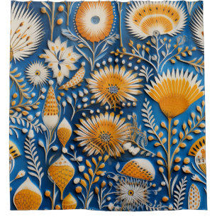 Chinoiserie Exotic Birds Botanical Pattern (7) Shower Curtain