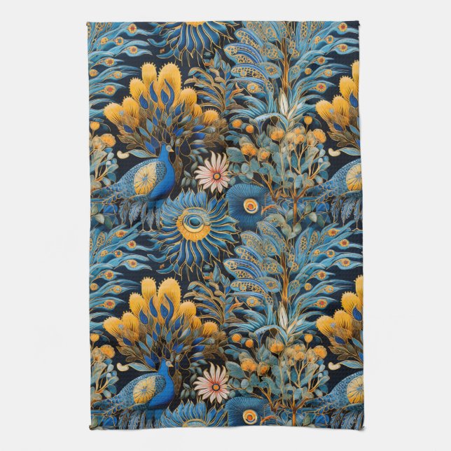 Chinoiserie Exotic Birds Botanical Pattern (7) Tea Towel (Vertical)