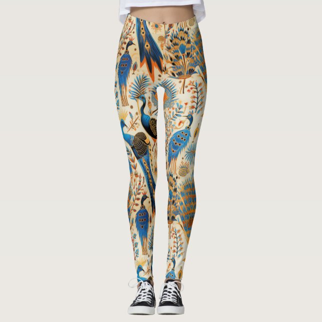 Chinoiserie Exotic Birds Botanical Pattern (8) Leggings (Front)