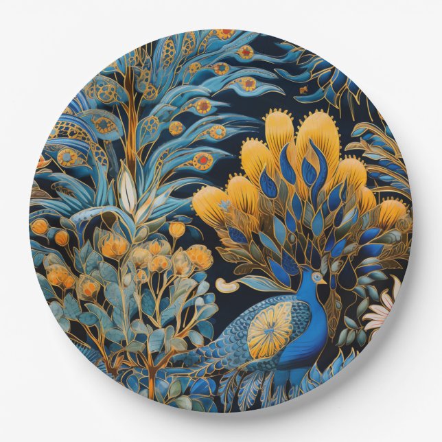 Chinoiserie Exotic Birds Botanical Pattern (8) Paper Plate (Front)