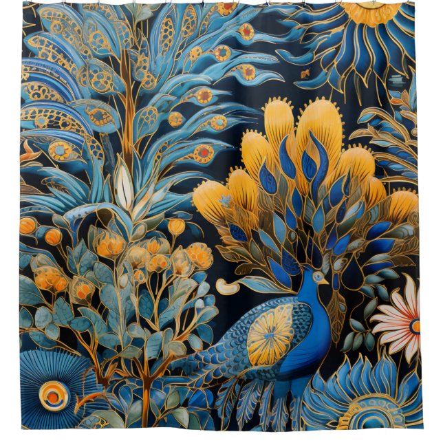 Chinoiserie Exotic Birds Botanical Pattern (8) Shower Curtain (Front)