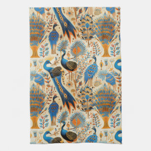 Chinoiserie Exotic Birds Botanical Pattern (8) Tea Towel