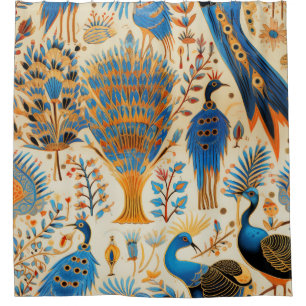 Chinoiserie Exotic Birds Botanical Pattern (9) Shower Curtain
