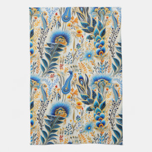 Chinoiserie Exotic Birds Botanical Pattern (9) Tea Towel