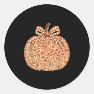 Chinoiserie Fall Pumpkin Floral Halloween Funny Th Classic Round Sticker