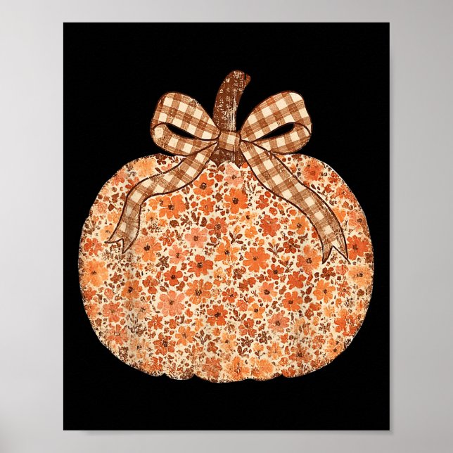 Chinoiserie Fall Pumpkin Floral Halloween Funny Th Poster (Front)