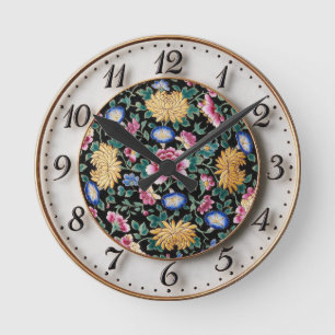 Chinoiserie Famille Noire MilleFleurs Round Clock