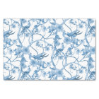 Chinoiserie Floral Bird Dusty Blue White Decoupage
