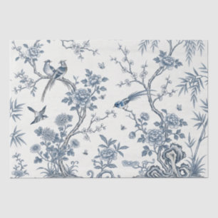 Chinoiserie Floral Bird Dusty Blue & White Tissue Paper