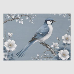 Chinoiserie Floral Bird Dusty Blue & White Tissue Paper