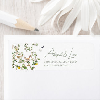 Chinoiserie Floral Bird Wedding Invitation Address