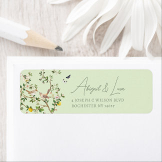 Chinoiserie Floral Bird Wedding Invitation Address
