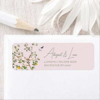 Chinoiserie Floral Bird Wedding Invitation Address