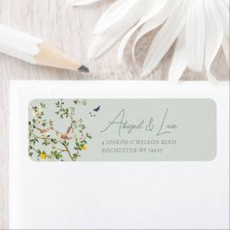 Chinoiserie Floral Bird Wedding Invitation Address