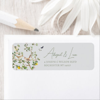 Chinoiserie Floral Bird Wedding Invitation Address