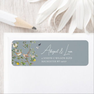 Chinoiserie Floral Bird Wedding Invitation Address