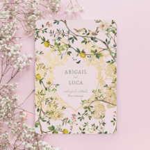 Chinoiserie Floral Birds Wedding Foil Invitation