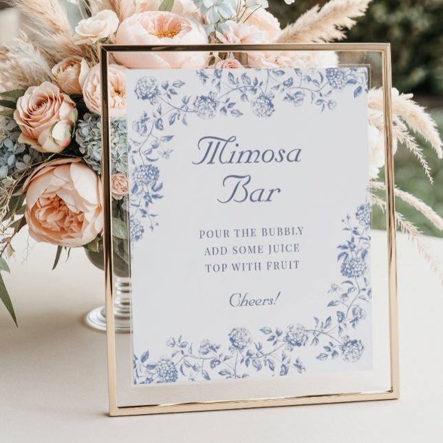 Chinoiserie Floral Bridal Shower Mimosa Bar Poster (Creator Uploaded)