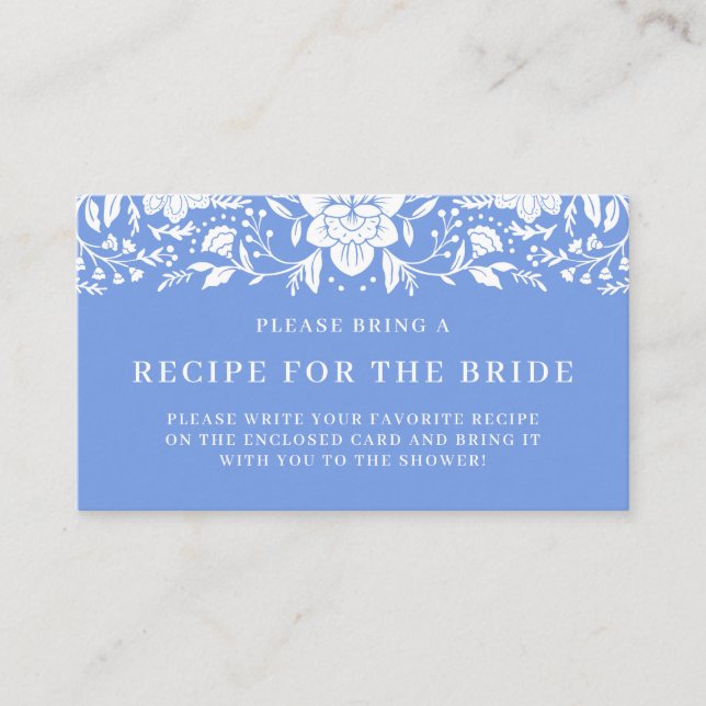 Chinoiserie Floral Bridal Shower Recipe Request Enclosure Card (Front)