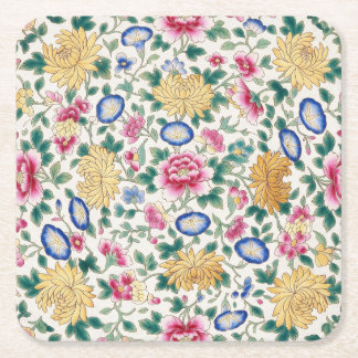 Chinoiserie Floral Chintz Square Paper Coaster
