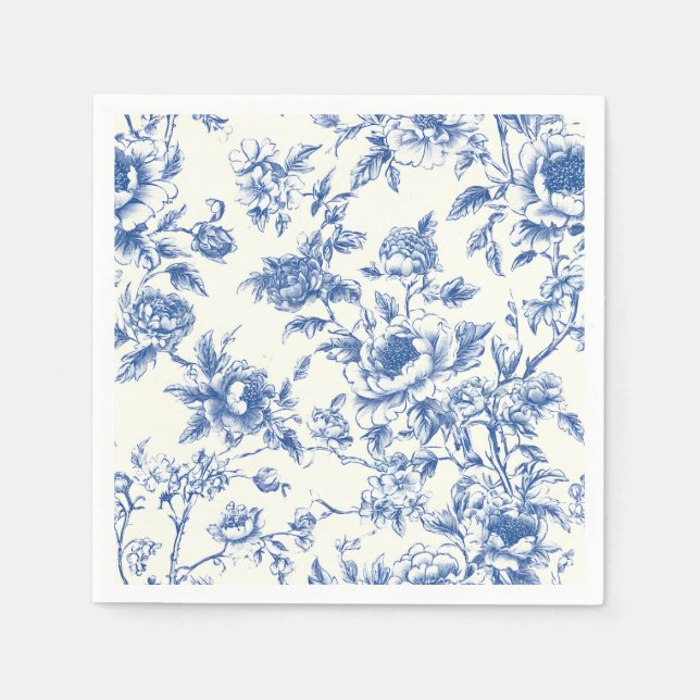 Chinoiserie Floral Flowers Birthday Shower Wedding Napkin (Front)