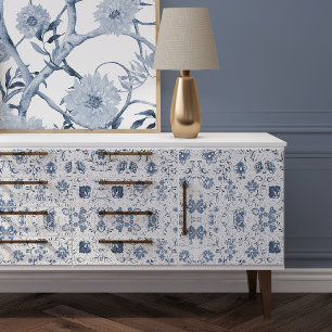 Chinoiserie Floral Flowers Blue n White Decoupage Tissue Paper