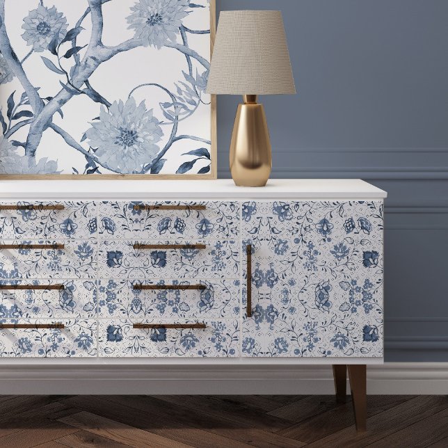 Chinoiserie Floral Flowers Blue n White Decoupage Tissue Paper (Creator Uploaded)