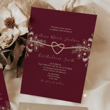 Chinoiserie Floral Gold Burgundy Wedding