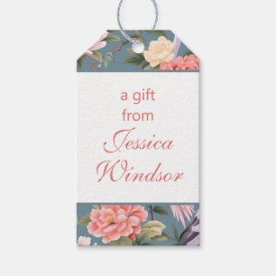 Chinoiserie Floral Jade Egret Gift Tags