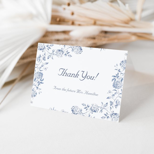 Chinoiserie Floral Something Blue Thank You Card (Creator Uploaded)