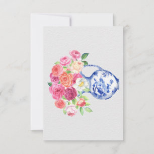 Chinoiserie Floral Vase Thank You, Sympathy   Card