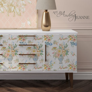 Chinoiserie Floral Vases Peony Flower Decoupage Tissue Paper