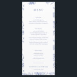 Chinoiserie Floral Wedding Menu<br><div class="desc">Vintage Regency Blue Chinoiserie Garden Floral,  wedding menu. Features,  elegant Chinoiserie Style garden floral pattern backing and front border frame.</div>