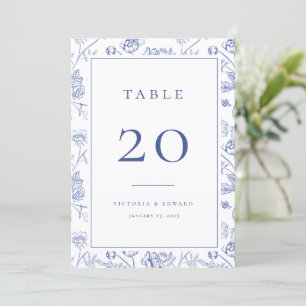 Chinoiserie Floral Wedding Table Number Card