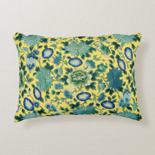 Chinoiserie Floral Yellow Chintz  Decorative Cushion