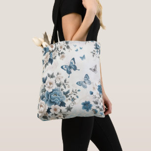 Chinoiserie Flowers and Butterflies Tote Bag