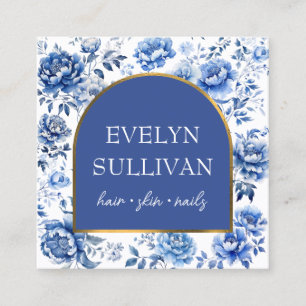 Chinoiserie flowers arch square business card