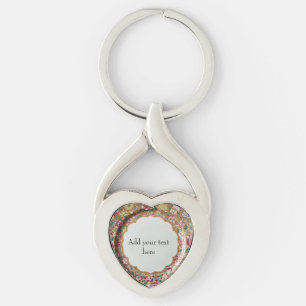 Chinoiserie Flowers Gold Ceramic Style Personalise Key Ring