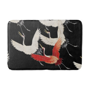 Chinoiserie Flying Crane Zen Minimalist Kimono Art Bath Mat