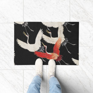 Chinoiserie Flying Crane Zen Minimalist Kimono Art Doormat