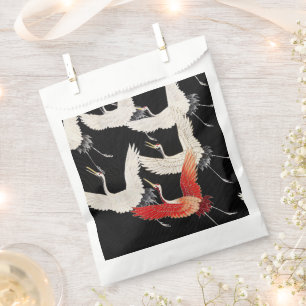 Chinoiserie Flying Crane Zen Minimalist Kimono Art Favour Bags