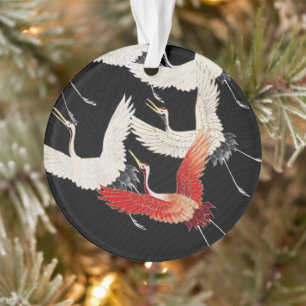 Chinoiserie Flying Crane Zen Minimalist Kimono Art Ornament